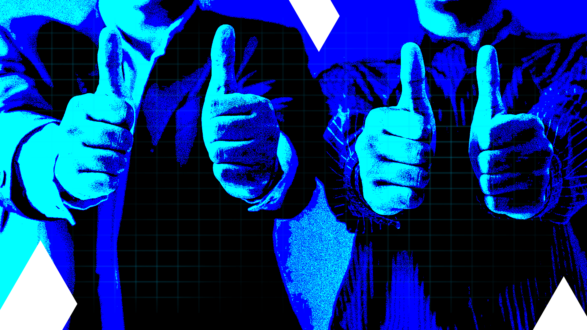 two male colleagues giving thumbs-up with both hands to Assertive Yield